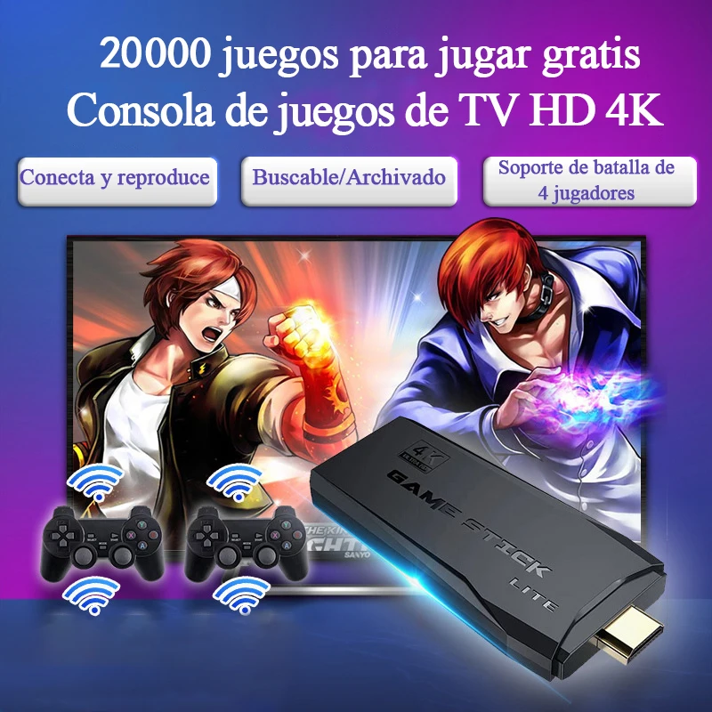 Retro gra wideo konsola Stick M8, 9 emulatorów gier, Retro Mini konsola 4K 15000 gry Retro, 2.4G kontroler bezprzewodowy z PS1