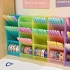 1pc Candy Color 4 Grid Desktop Pen Holder Kawaii Small Big Size Makeup Brushes Lipstick Pens Storage Organizer School Stationery 3