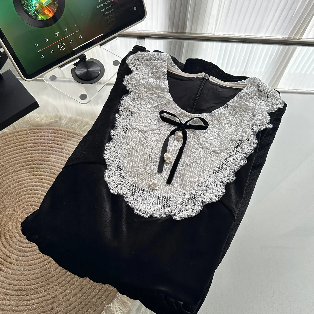 French Vintage Princess Evening Party Dresses Women Lace Patchwork Velvet Mini Dress A-line Korean Fashion Autumn Vestidos Mujer