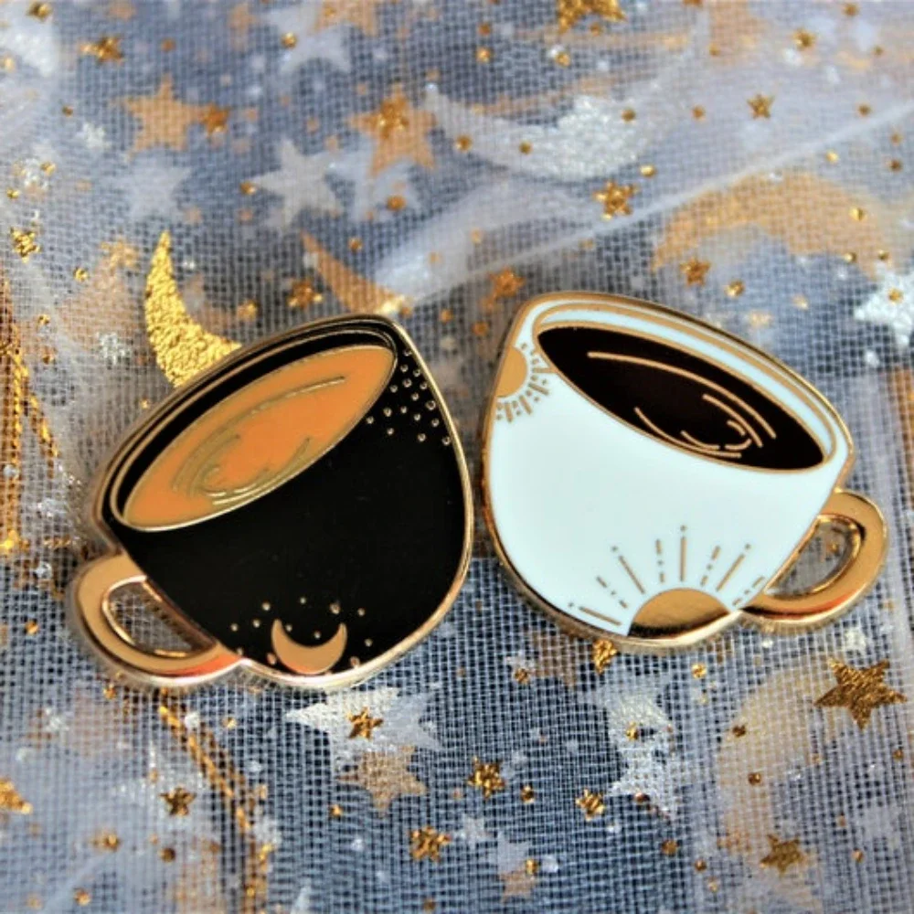 Coffee-Cup-Pins-Enamel-Pin-Lapel-Gold-Plated-Set-Black-Latte-Gift ...