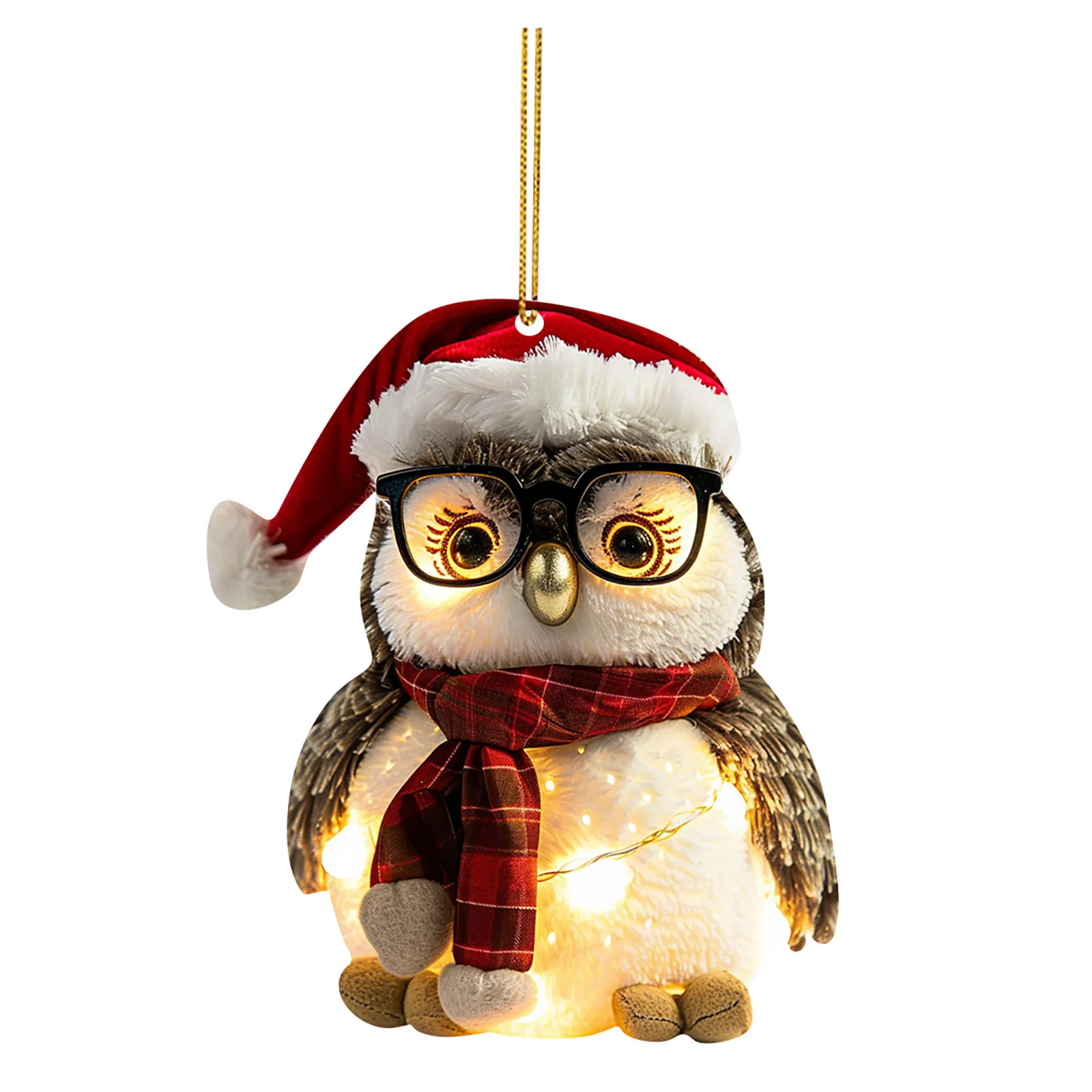 Christmas Hanging Owl Flat Christmas Tree Hanging Decoration Keychain Pendant Fresh Garland Xmas Gifts