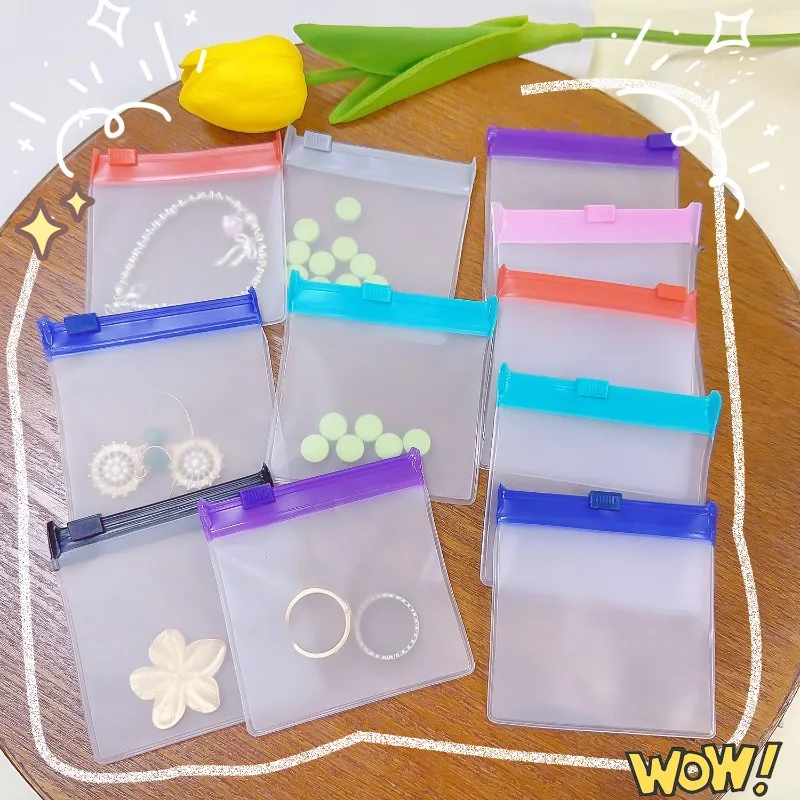 Compact Self-Sealing Zip Pouches - Colorful and Reusable Waterproof Storage Bags