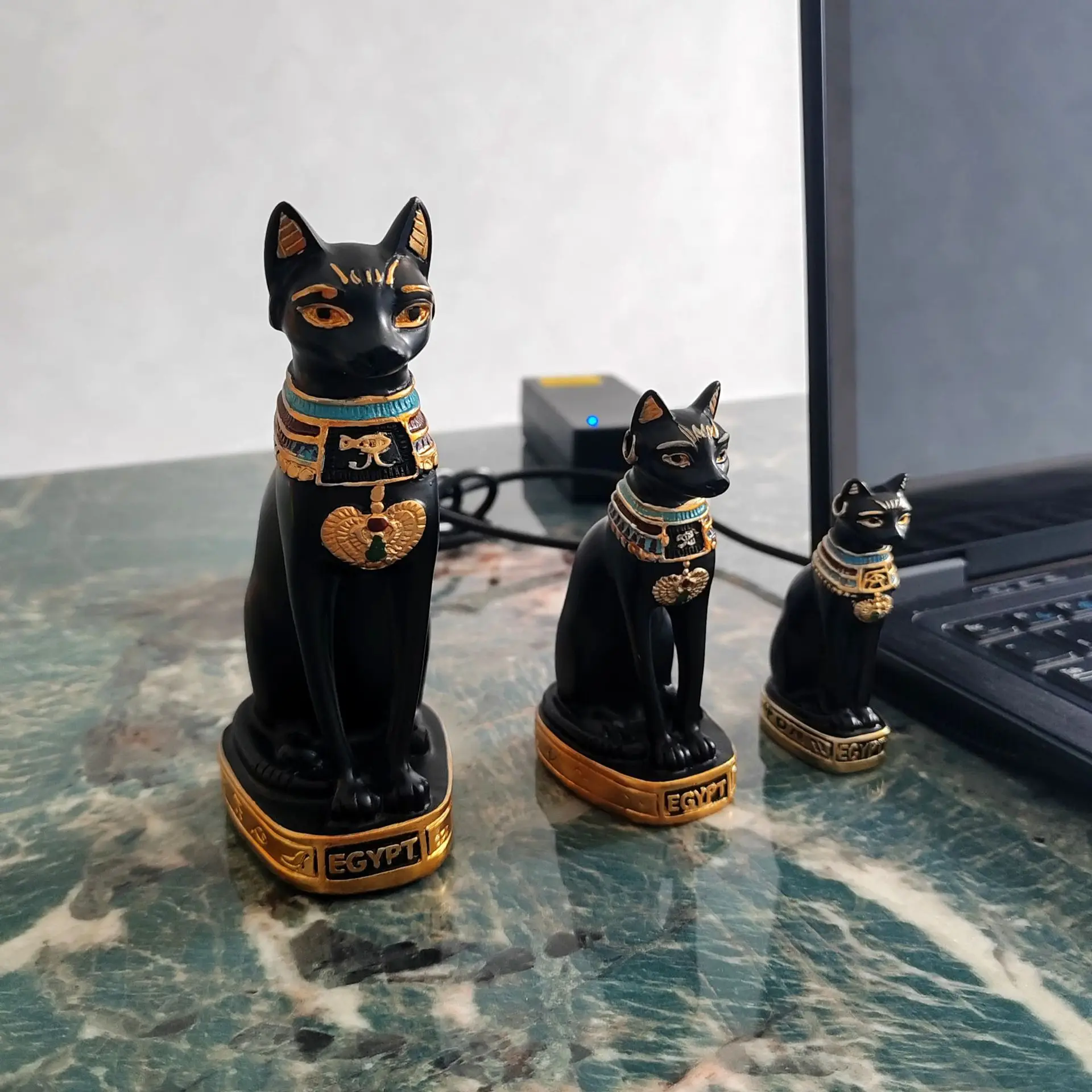 Antike Ägyptische Göttin Katze Harz-Ornament Bastet Handgefertigte Schreibtisch-Dekoration Museumssouvenir Geheimnisvolles Pharao-Geschenk – Detail 10