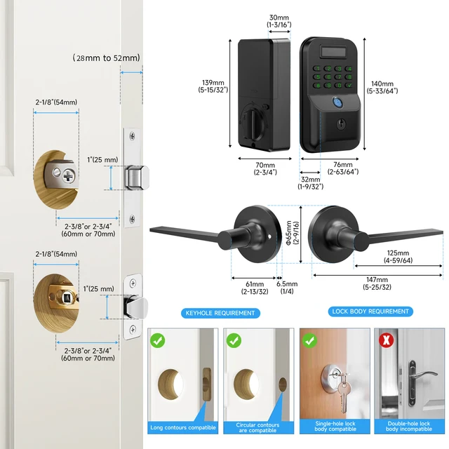CDOK K9F fingerprint lock, Tuya version, fingerprint password APP unlocking, support remote password, black / silver 3