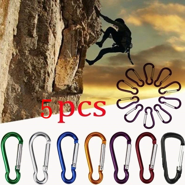 Random Color Carabiner Aluminum Alloy Ring Key Chain Hook Spring Snap Clip  Hooks Keychain Climbing Equipment Random Color