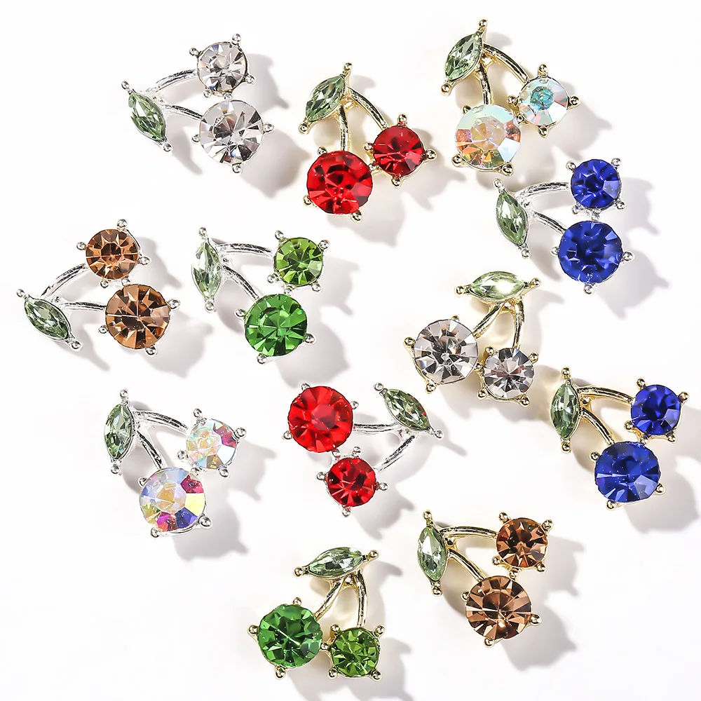 

Nail art New Cherry nail jewelry Rhinestone nail decoration Zircon metal nail decoration