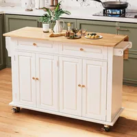 Rolling Kitchen Island with Drop Leaf - Kitchen Carts on Wheels with Storage, Towel Rack, Drawers Island Table for Kitchen, Dini