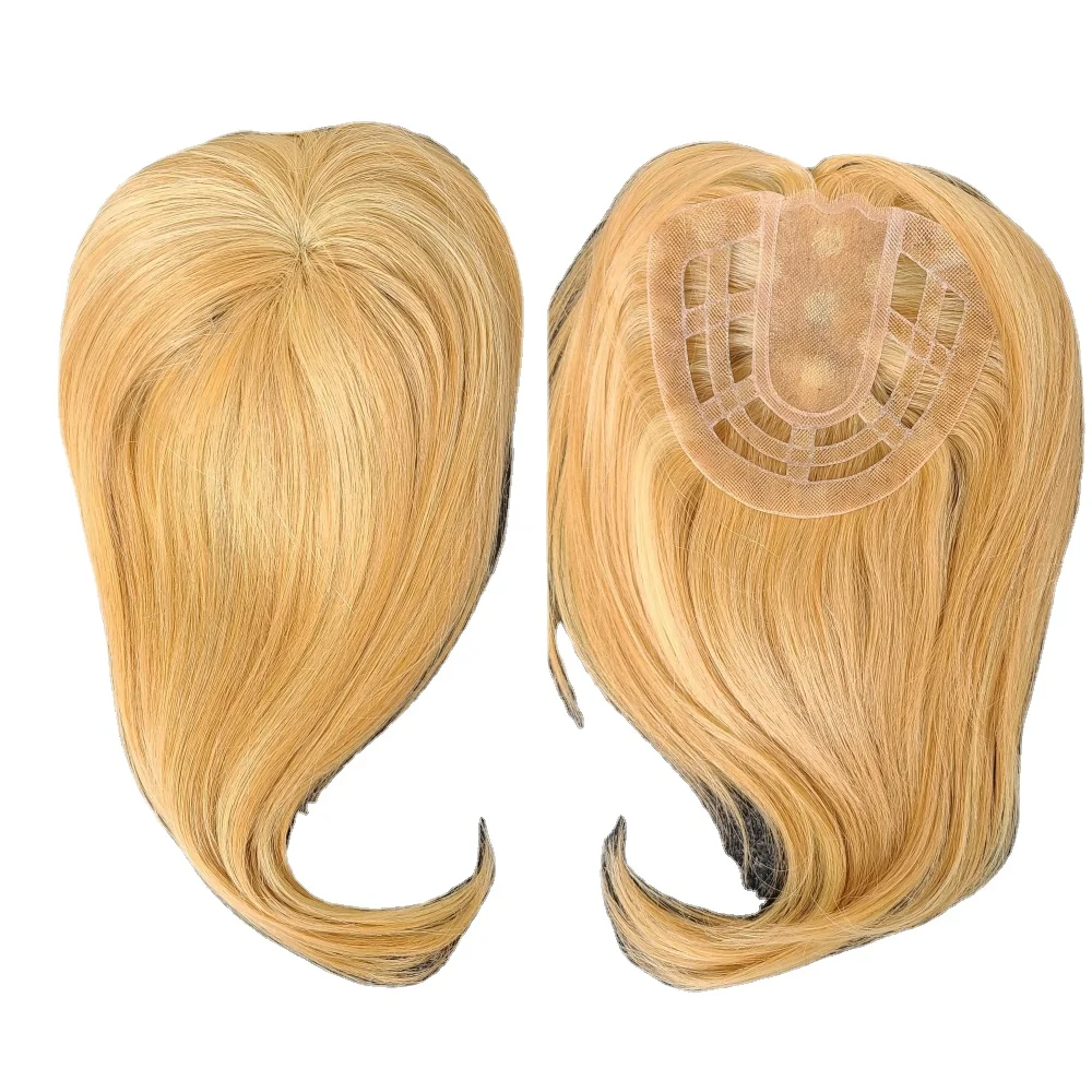 

Hstonir Mono Lace 27/613# Women Topper Toupee Durable Real European Remy Hair Closure Top Hair Dark Blond Kippa TP47