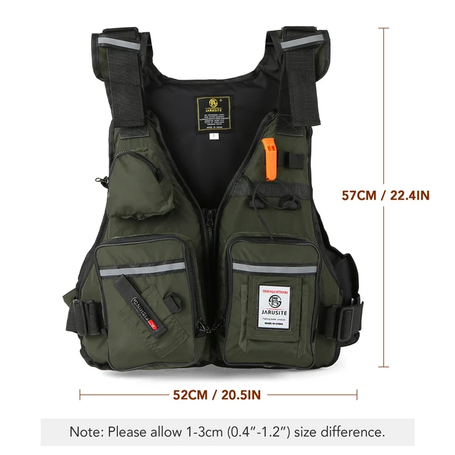 Multi-Pockets Fly Fishing Jacket Life Jacket Buoyancy Vest with Water  Bottle Holder for Kayaking Sailing