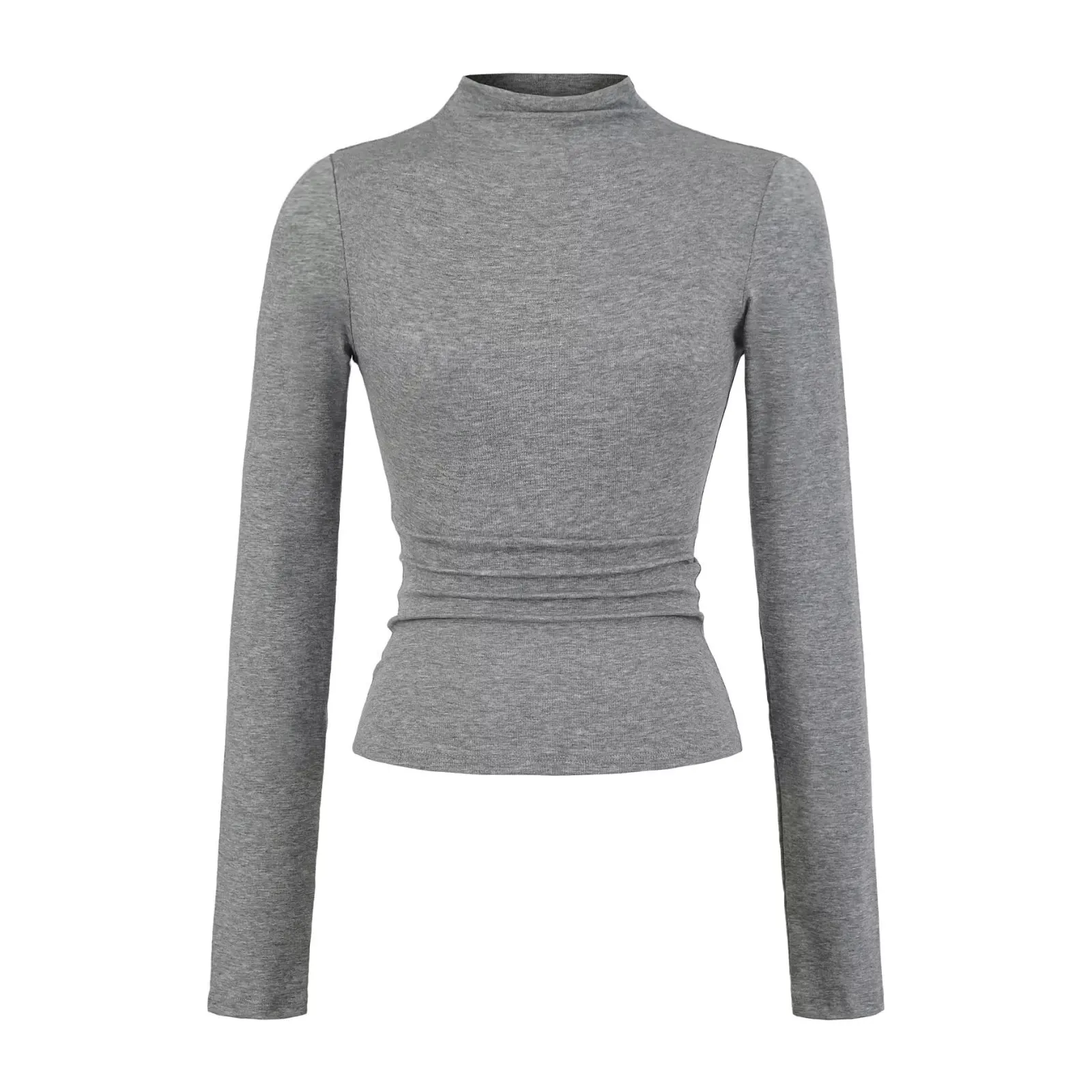 Slim Fit Long Sve Blue High Collar Base irt Women's Autumn Tight Inner Wear Versatile Slimming T-irt Top Street Sle