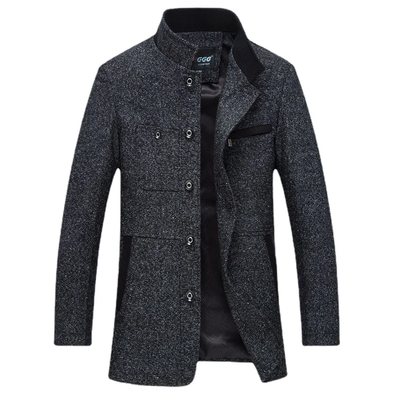 

Men Business Casual Trench Coats Male Winter Woolen Blends Jackets New Man High Quality Warm Overcoats Winter Jackets Size 4XL