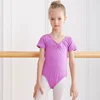 Girls Basic Ballet Leotard Cotton Dance Bodysuit Short Sleeve Gymnastic Leotards for Toddler Ballerina Outfits Kids Dance Wear 4