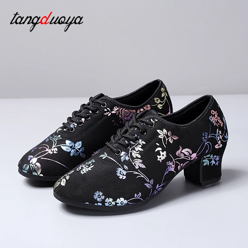 New Latin Dance Shoes Tango Salsa Girls Woman Adult Modern Ballroom Dance Shoes Teacher Shoes 3.5/5cm Oxford Sneakers 4