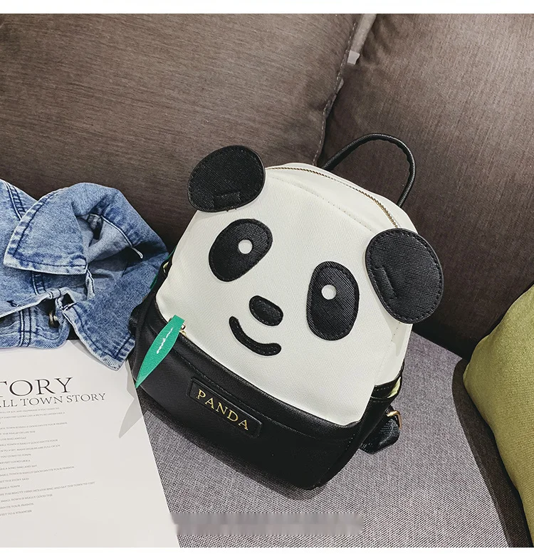 Rucsac Panda nou pentru grădiniță, rucsac cu desene animate Panda, frunze de bambus, drăguț PU, rucsac la modă_voghion.com