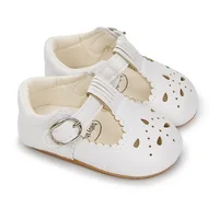 Citgeett Summer Infant Baby Girls Cute Solid Color Hollow-Out Soft Sole PU Leather Flats Shoes First Walkers Non-Slip Shoes 2