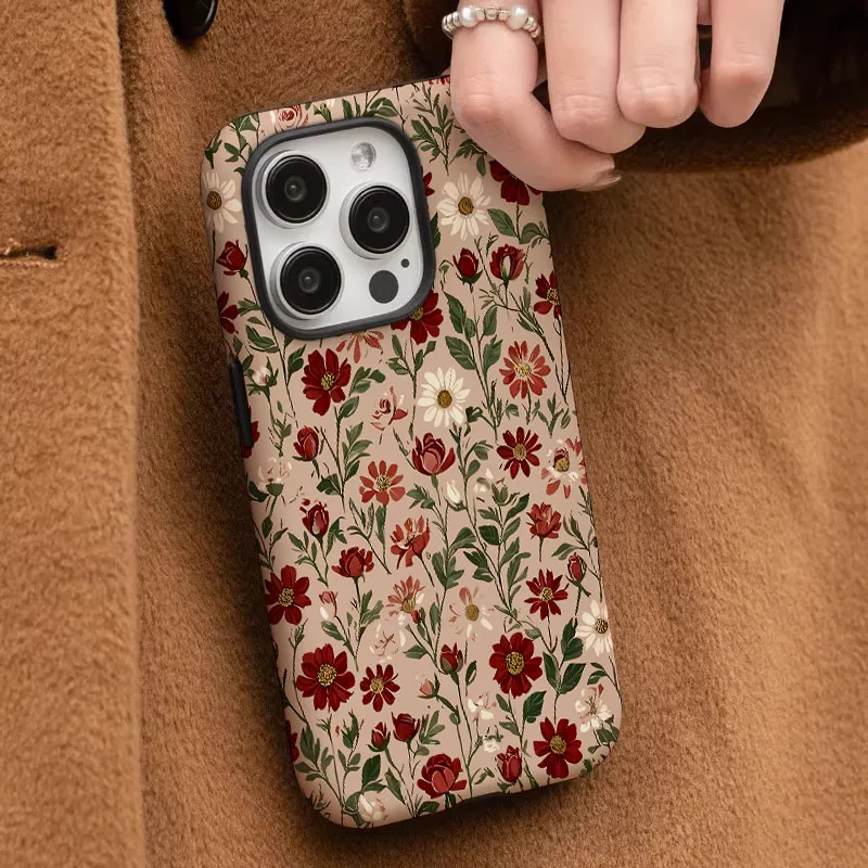Vintage Flower 2-in-1 Shockproof Phone Case and Screen Protector