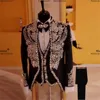 Customized Diamond Beaded Men Suits Groom Wedding Tuxedos 3 Pieces Sets Man Fashion Bridegroom Prom Blazers Slim Fit ropa hombre 1