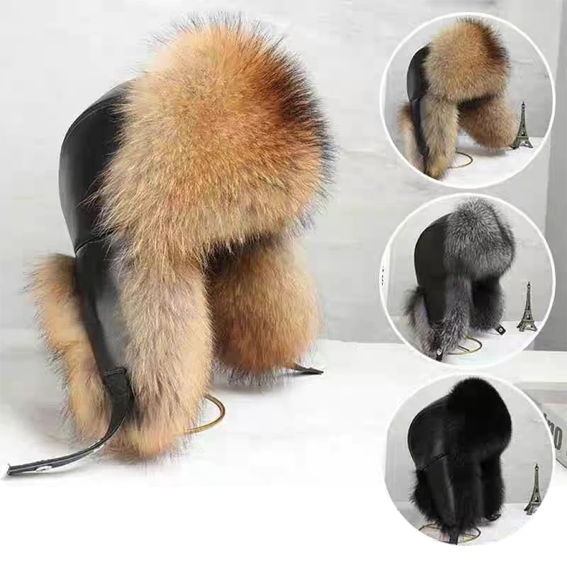 Man Thickened Faux Fur Hat Winter Furry Ear Protection Cap Aviator Hat Outdoor Trapper Hunter Cap Plush Earwarmer Bomber hats winter hat,earflap hat,faux fur hat