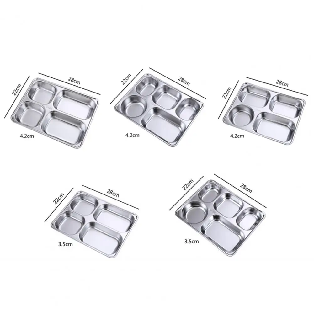 Practical Food Plate BPA Free 2/3/4/5/6 Grids Thicken Divided Plate Easy Clean Rustproof Dinner for School