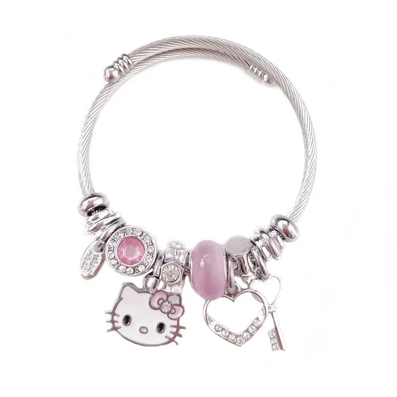 Niumowang Hello Kitty Anime Bracelet, Bracelet pour Fille, Argent Réglable  Bracelet, bracelet enfant fille, Bracelet à Breloques Anime, Convient aux  femmes et aux filles, cadeaux de fête de bijoux : : Mode