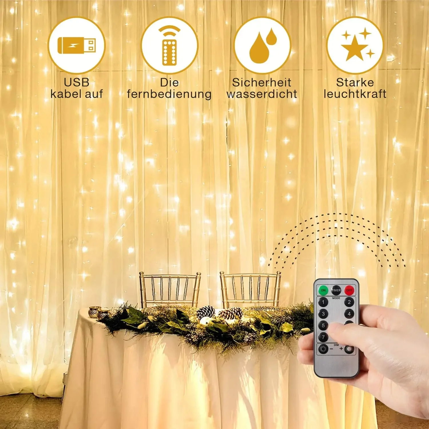  ߿ Ŀư ڿ  3*3m 300Led USB 5V  Cotroller Led Festoon  ħ  