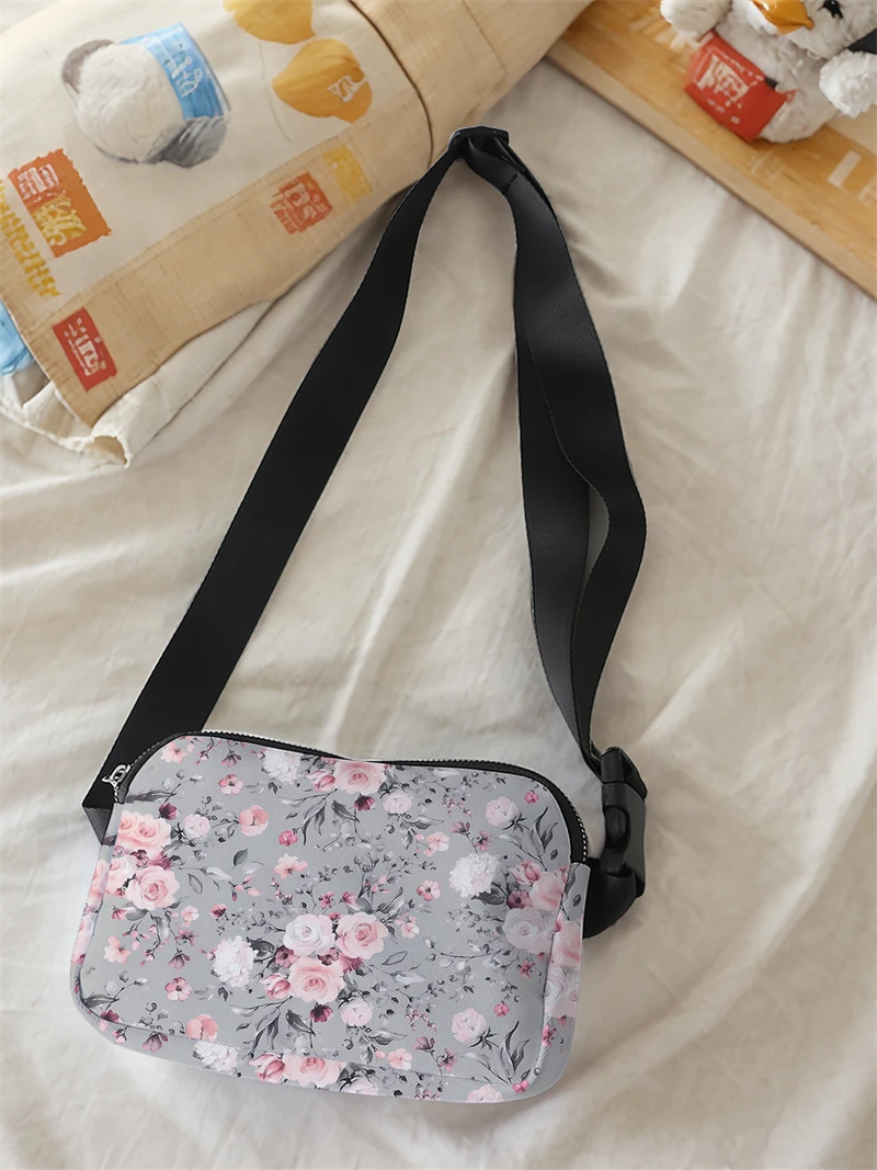 1pc,pink flower sea fashionable adjustable crossbody bag, neutral sports waist bag, suitable for running