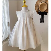 Robe de princesse en fibre de dentelle pour filles, vêtements de fête d'anniversaire pour tout-petits, robe en maille pour enfants, été 2024, 2 à 7 ans 1