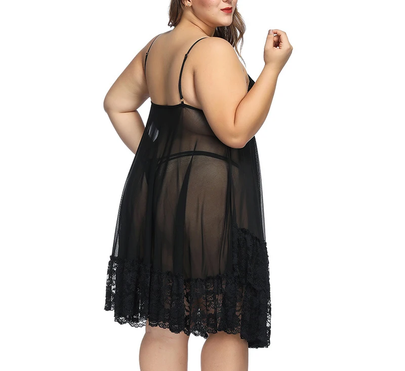 

Plus Size Babydoll for Women Lace Babydoll Lingerie Sheer Mesh Chemise Open Back Sleepwear Chemise Sleepwear S-8XL
