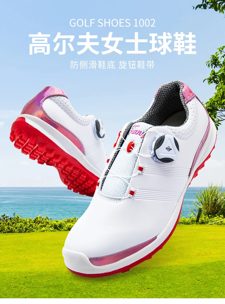 TTYGJ Golf Shoes Women's Waterproof Sports Shoes Women Anti Slip Walking Shoes Ladies Waterproof Golf Sneakers Knob Buckle