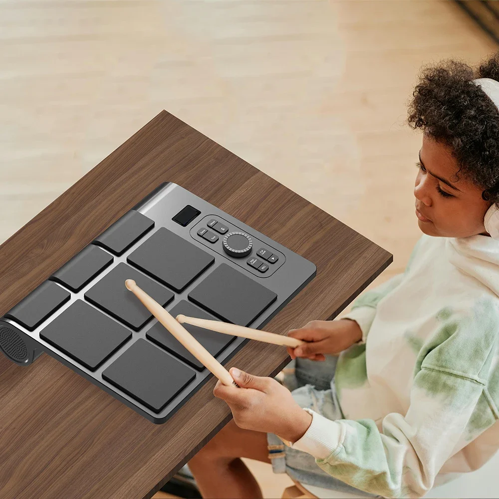 Konix Newest Electronic Mini Musical Instrument dynamic Velocity-sensitive Percussion School Children Drums Set