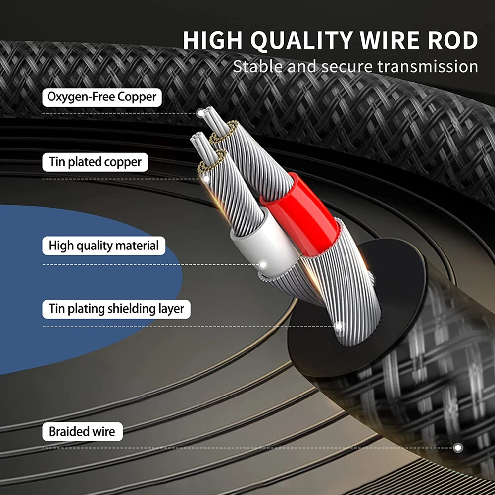 XLR To 2 RCA Cable Stereo Audio Interconnect Cable Adapter Clear Audio Signal Transmission for Headphone Amplifier Mic