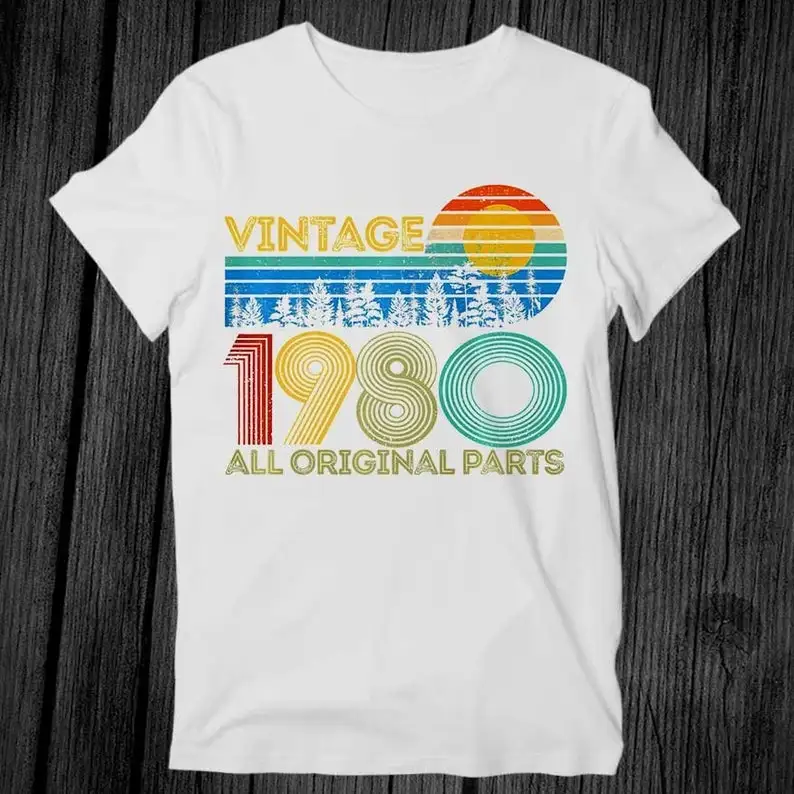 

1980 All Original Parts Birthday Premium T Shirt Unisex Adult Mens Womens Gift Cool Music Fashion Top Vintage Retro Tee G340