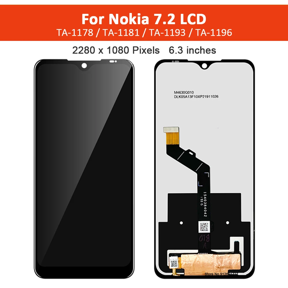 

6.3" Original LCD Display For Nokia 7.2 LCD TA-1193 TA-1178 TA-1196 TA-1181 Touch Screen Digitizer Assembly Parts + Frame