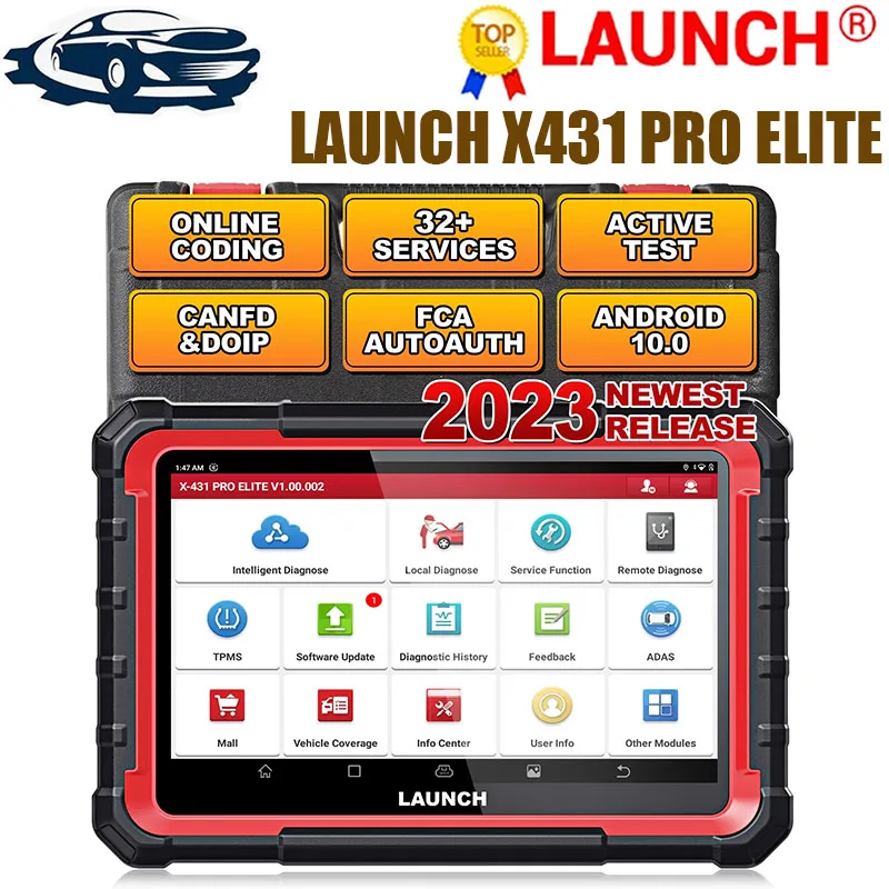 Nuovo Arrivo Launch X431 Pro Elite Car Full System Diagnostic Tools Obd Obd2 Scanner 32 Reset Can Fd Doip Coding Pk X-431 V