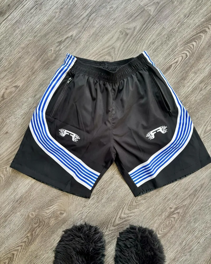 

American Street Striped Elasticated Waist Casual Shorts for Men Y2k Summer Harajuku Trend Loose Couple Casual Athletic Shorts