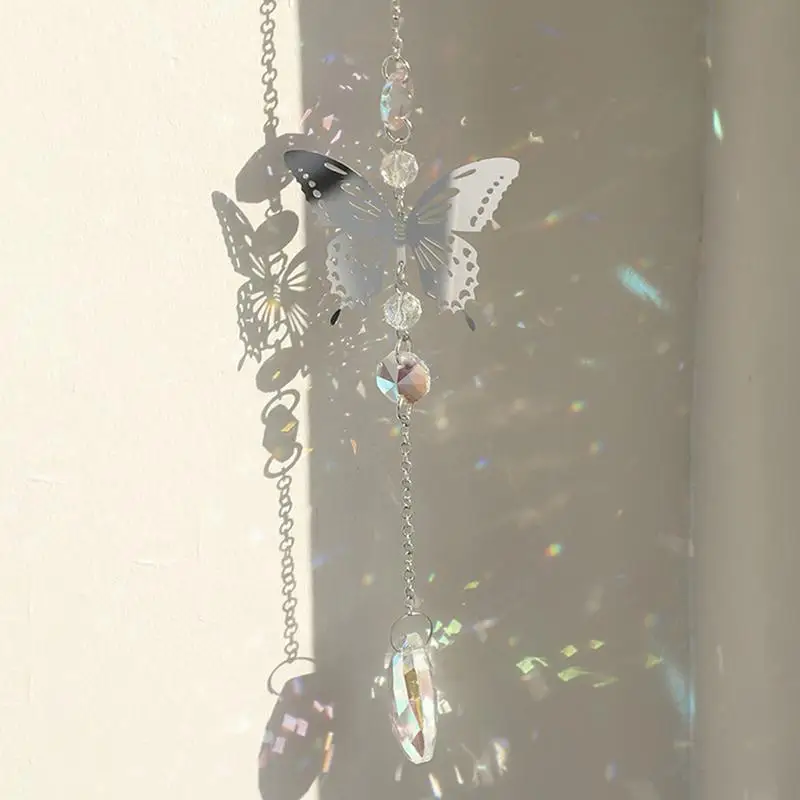 Crystal Window Sun Catcher Decorative Garden Ornament Butterfly Car Charm Garden Sun Catchers Window Rainbow Maker