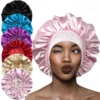 New Women Satin Rhinestone Sleeping Hat Hair Care Salon Makeup Headband Muslim Hijab Head Cover Bonnet Shower Cap Accessories 1