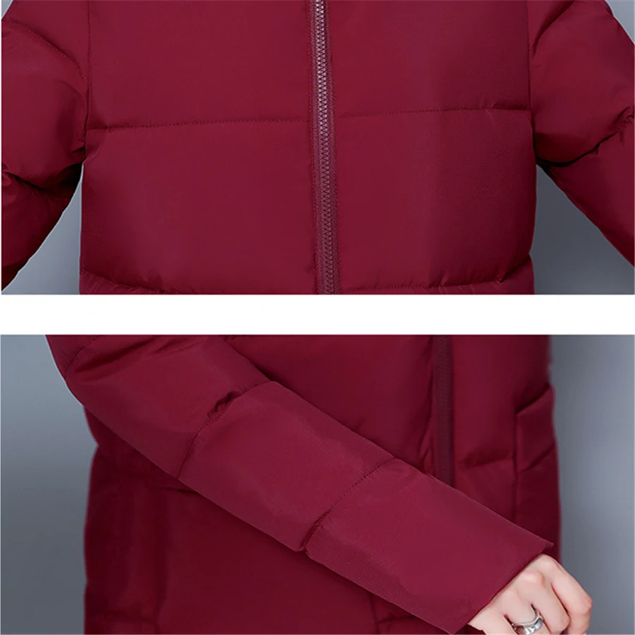 Parka mujer invierno acolchada con capucha abrigo largo cálido_voghion.com
