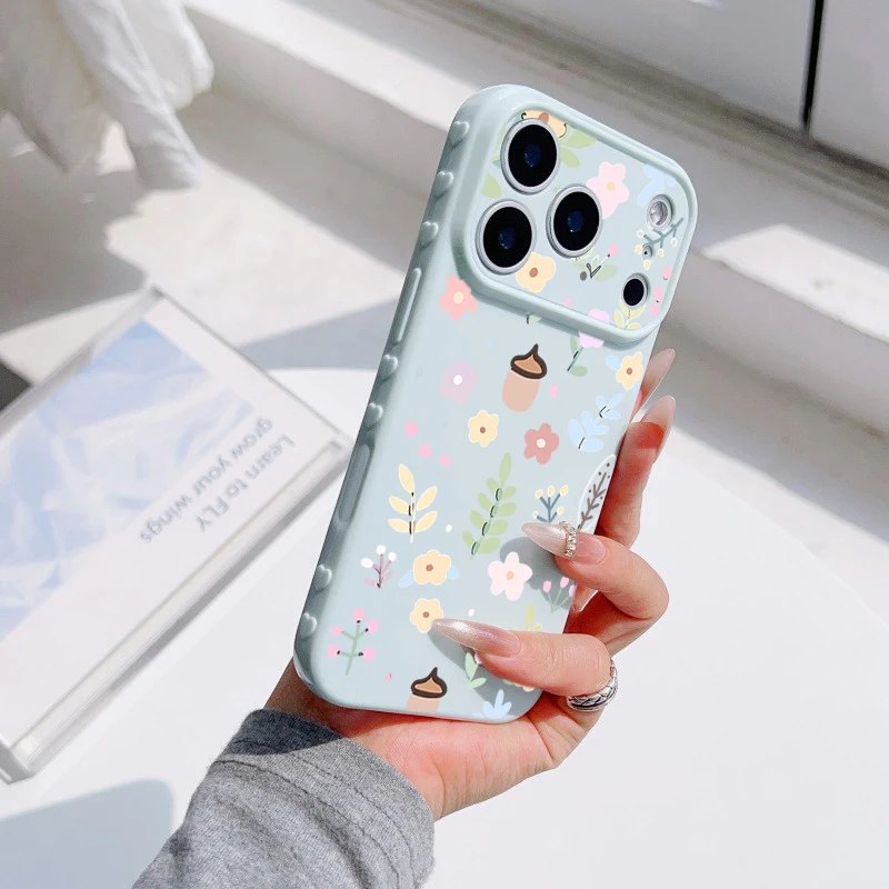 Spring Pastel Floral Shockproof Phone Case - Cute Girly Heart Design Back Cover