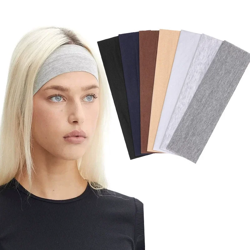6 women's headbands, comfortable and sweat absorbing elastic sports headband set, suitable for yoga and running
