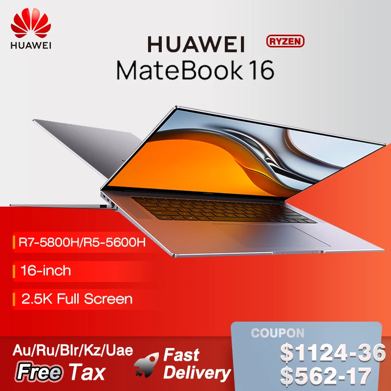 Huawei Matebook 16 Laptop Amd Ryzen R5-5600h/r7-5800h 16gb 512gb Notebook Radeon Graphics 16-inch 2.5k Eye Protection Computer - Laptops - AliExpress