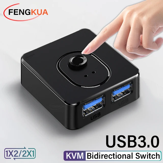 USB 3.0 Switcher KVM Switch 1x2/2x1 Bidirectional USB Hub for Computer Laptop to Keyboard Mouse Printer U Disk USB 2.0 Extender 2