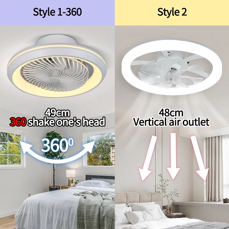 6-Speed Enclosed Circular Fan Light with Remote Control, Bedroom Fan Light, Living Room Bedroom Dining Room Ceiling Light