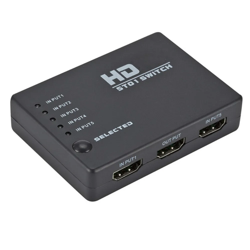 

5 in 1 Out 5 in1 HDMI Switcher Splitter Hub Extender 5 Port HDMI-compatible Switch IR Extender Receiver Selector