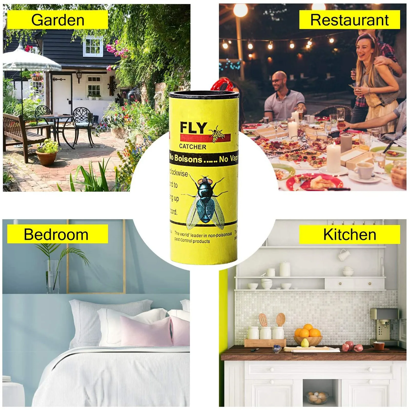 fly strips catcher Sticky Fly Strips Catcher Ribbon Paper Strip For Kitchen Garden