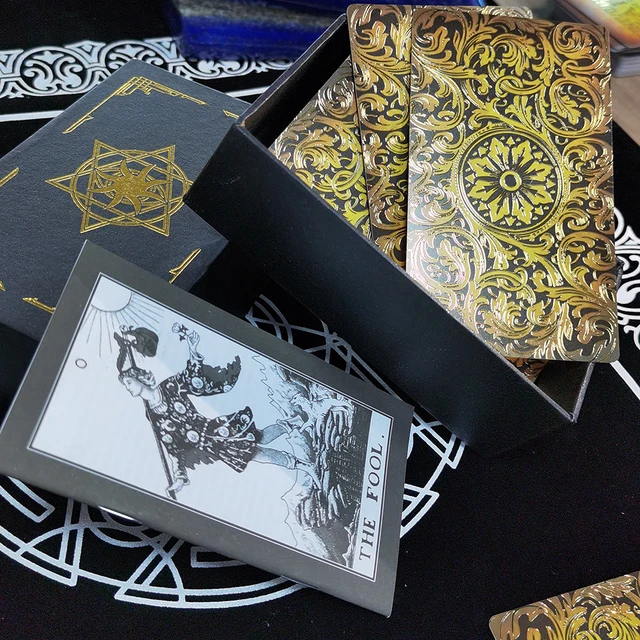 Set Tarot Cards Gift Box Luxury Gold Foil Tarot Card Hot Stamping PVC Waterproof Wear-resistant Board Game Solitaire Divination Phnom Penh borderles