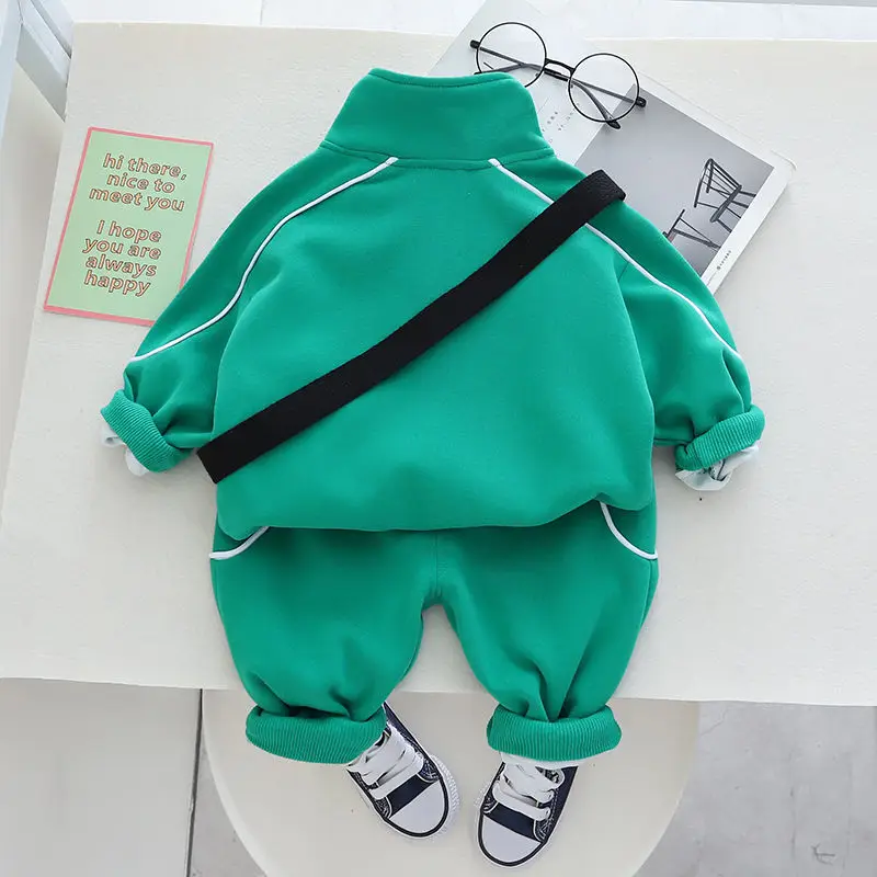 Spring and Autumn Children's Clothing Set 2023 New Boys' Sweater Pants 2 Pieces Girl Baby Sportswear Handsome Set