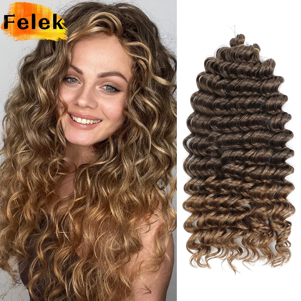24 Inch African Curls Synthetic Deep Wavy Twist Hair Weaving For Afro Curly Crochet Hair Extension Ombre Red Brown Braiding Hair