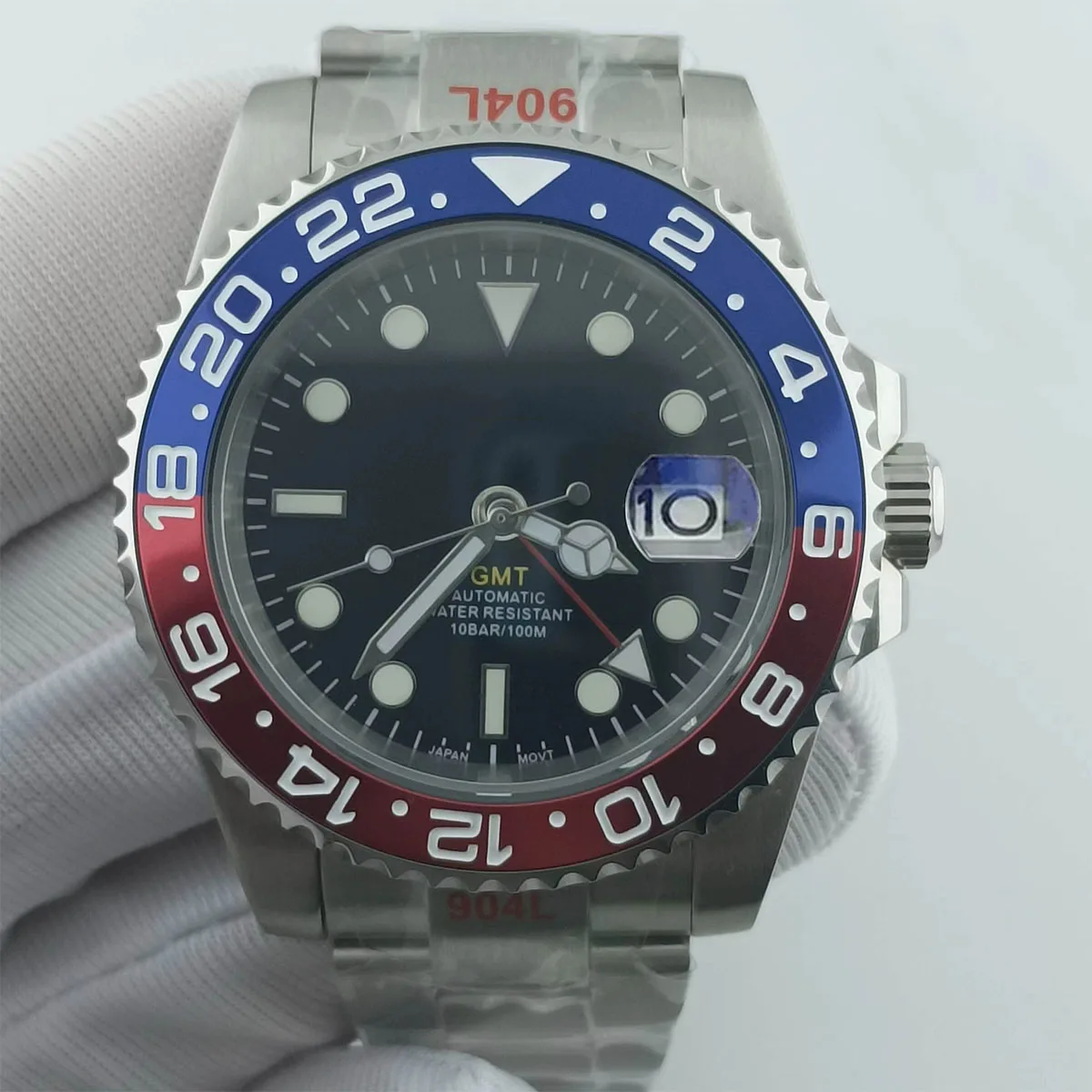 

NH34 watch GMT 29mm dial green luminous stainless 40mm steel case sapphire glass men's watch fit NH34 movem