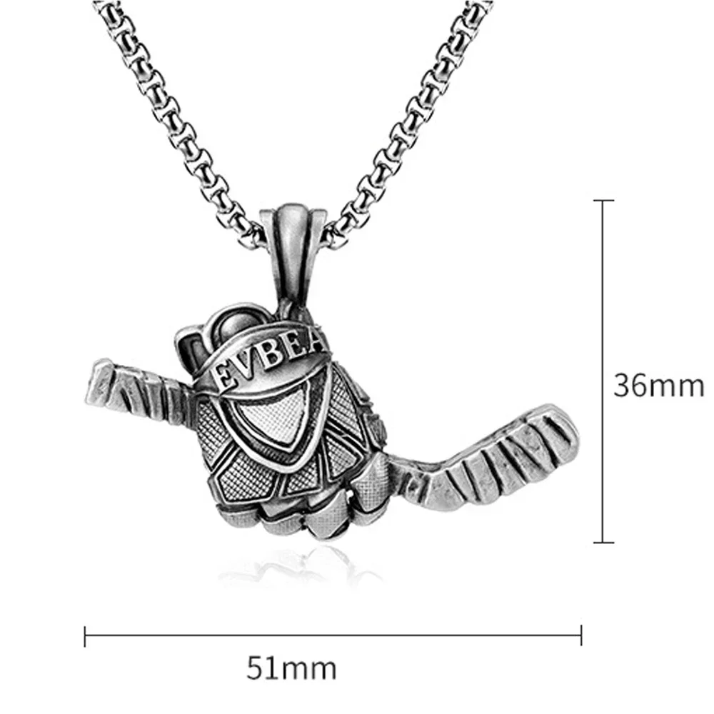 Fashion Ice Hockey Gloves Sticks Pendants Stainless Steel Men's Punk Necklaces High-end Couples Casual Sports Party Jewelry 2